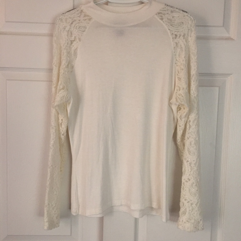 Off-White Long Lace Sleeve Top